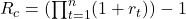 R_c = \left( \prod_{t=1}^{n} (1 + r_t) \right) - 1